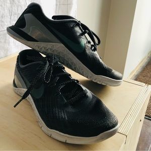 Nike Women’s Black Metcon Training Shoes with Teal Swoosh